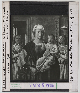 Vorschaubild Piero dei Franceschi (Piero della Francesca): Madonna mit Kind und zwei Engeln. Urbino, Galerie 